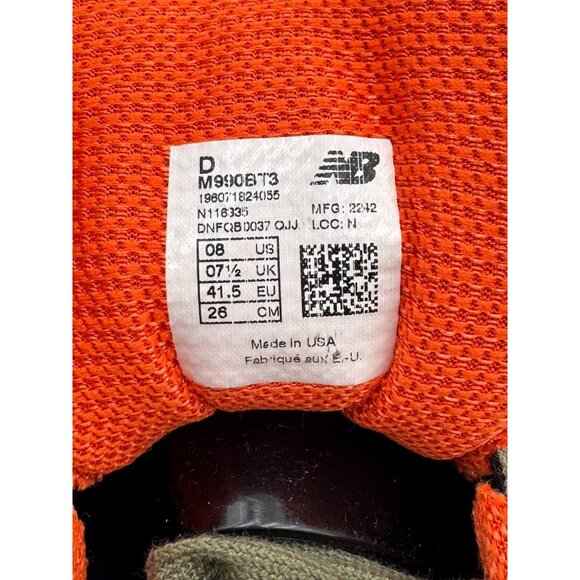 New Balance 990 Made in USA Olive Green Orange Men’s US 8 M990ENT3 - Picture 8 of 8